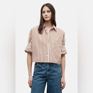 NWT TWP Next Ex Shirt in Ivory / Cognac Stripe, size P
